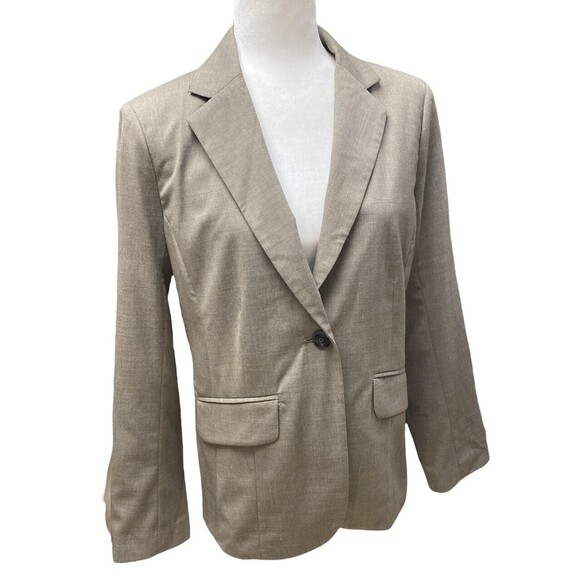 Vtg Eddie Bauer Size 8P 98% Wool Career Jacket Blazer Grayish Beige Preppy - Picture 3 of 10